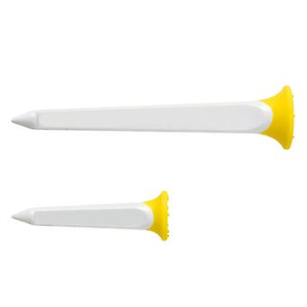 Suporte multifuncional para bolas de golfe, suporte para tees de treino, tees de golfe de plástico com degrau, tees de golfe de baixo atrito para simulador de golfe, amarelo resistente.