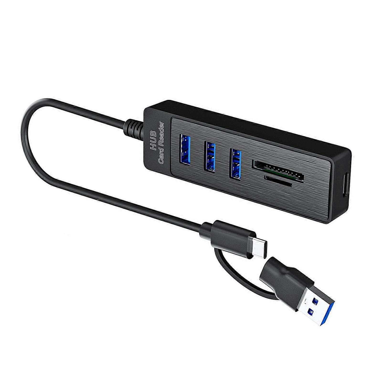 5 In 1 USB Hubs With USB3.0 Port 2x USB2.0 Port SDTF Card Reader 5Gbps Transfer For Laptop PC Tablets Multicolor