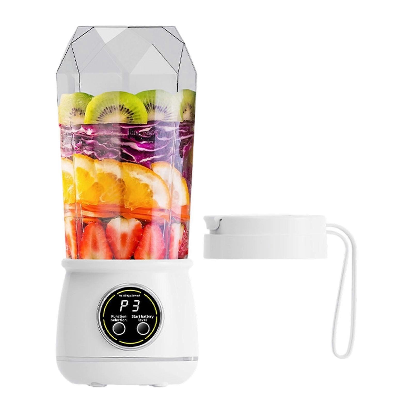 Portable Blender Cup for Shakes and Juice Rechargeable 550ml Large Capacity Juicer Cup Portable Juicer for Kitchen  White