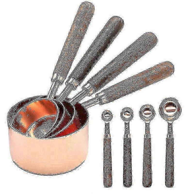Measuring Cups And Spoons Set With Walnut Wood Handle Dry And Liquid Measuring Cups Backing Tool