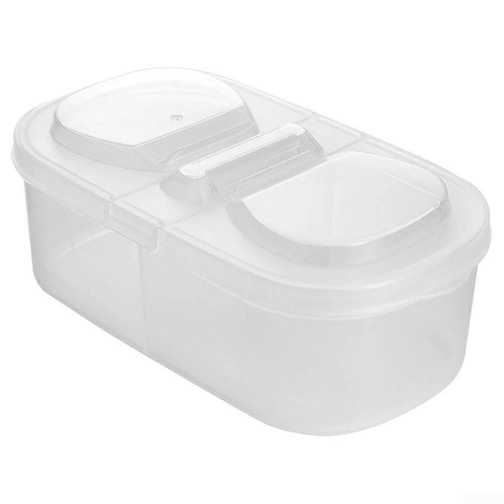 Clear Plastic Food Storage Container with Lid, Double Grid Organizer for Kitchen Pantry