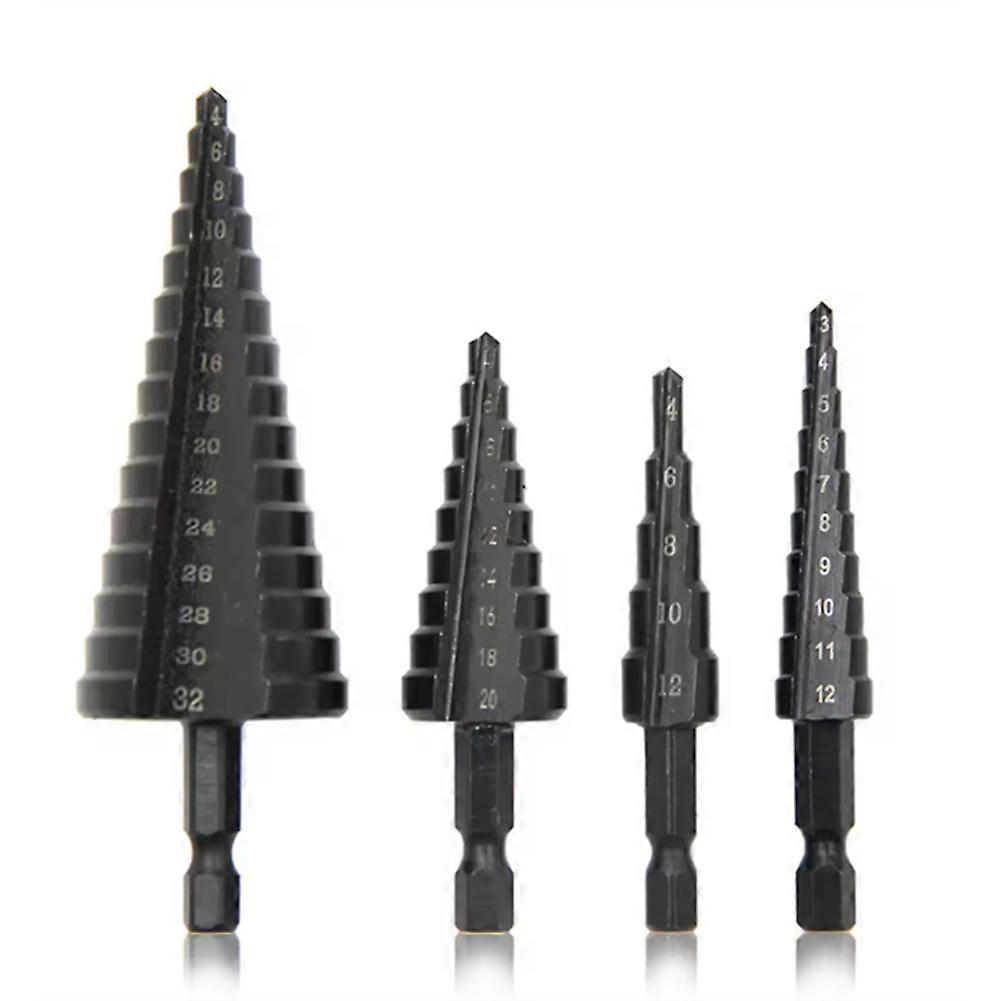 Hexagonal Shank Straight Groove Black Step Drill Bit