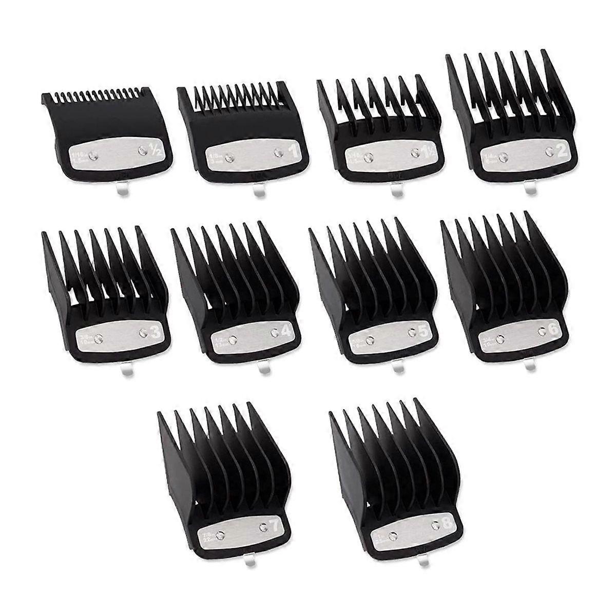 10 Pack Clipper Guard Set, Black Professional Clipper Guard Set, Compatible with Most Hair Clippers