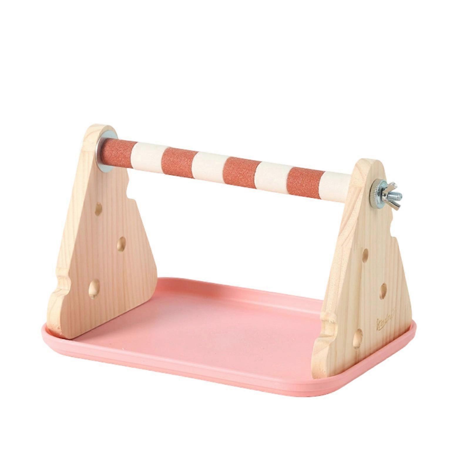 Parrots Beak Trimming Perch Stand Natural Wood Training Perch With Nonslip Base For Bird Entertainment Easy Mobility  S