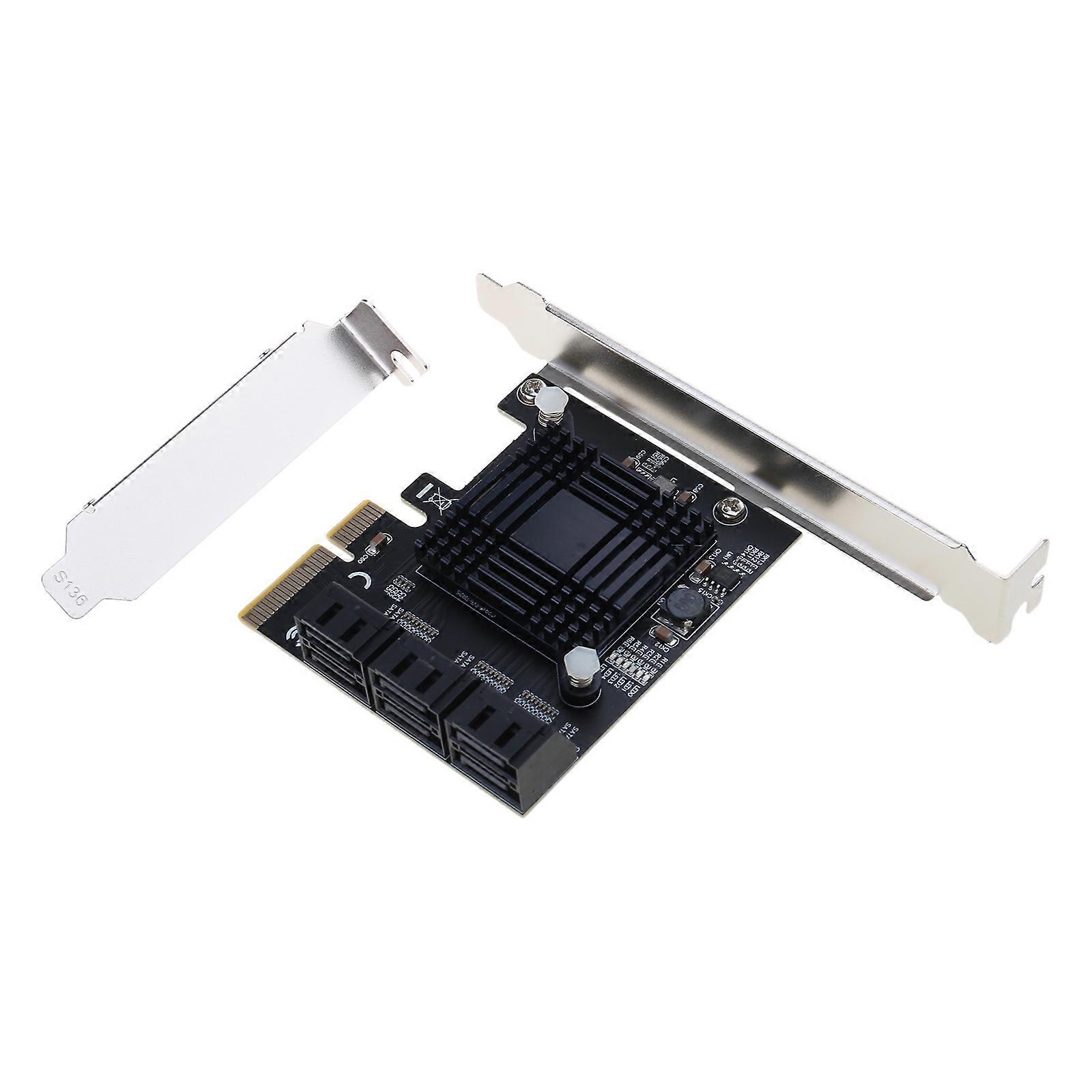 PCI-E 4X to 6-Port SATA 3.0 Expansion Card Computer Desktop Solid State Mechanical Hard Drive Card Supports Multicolor
