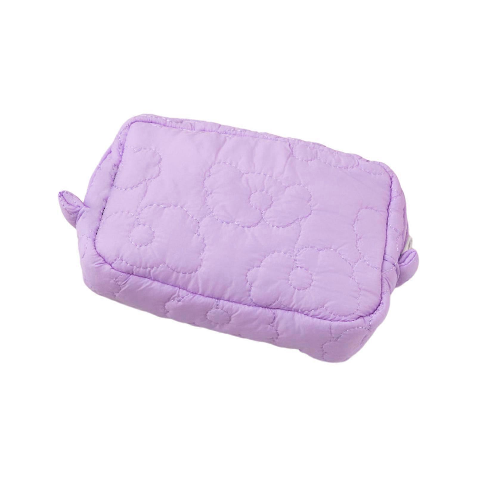 حقيبة مكياج حقيبة أدوات الزينة المربعة حقيبة مستحضرات التجميل مبطن حقيبة منظم مكياج السفر للعناية الشخصية حقيبة يد ذات سعة كبيرة أرجواني