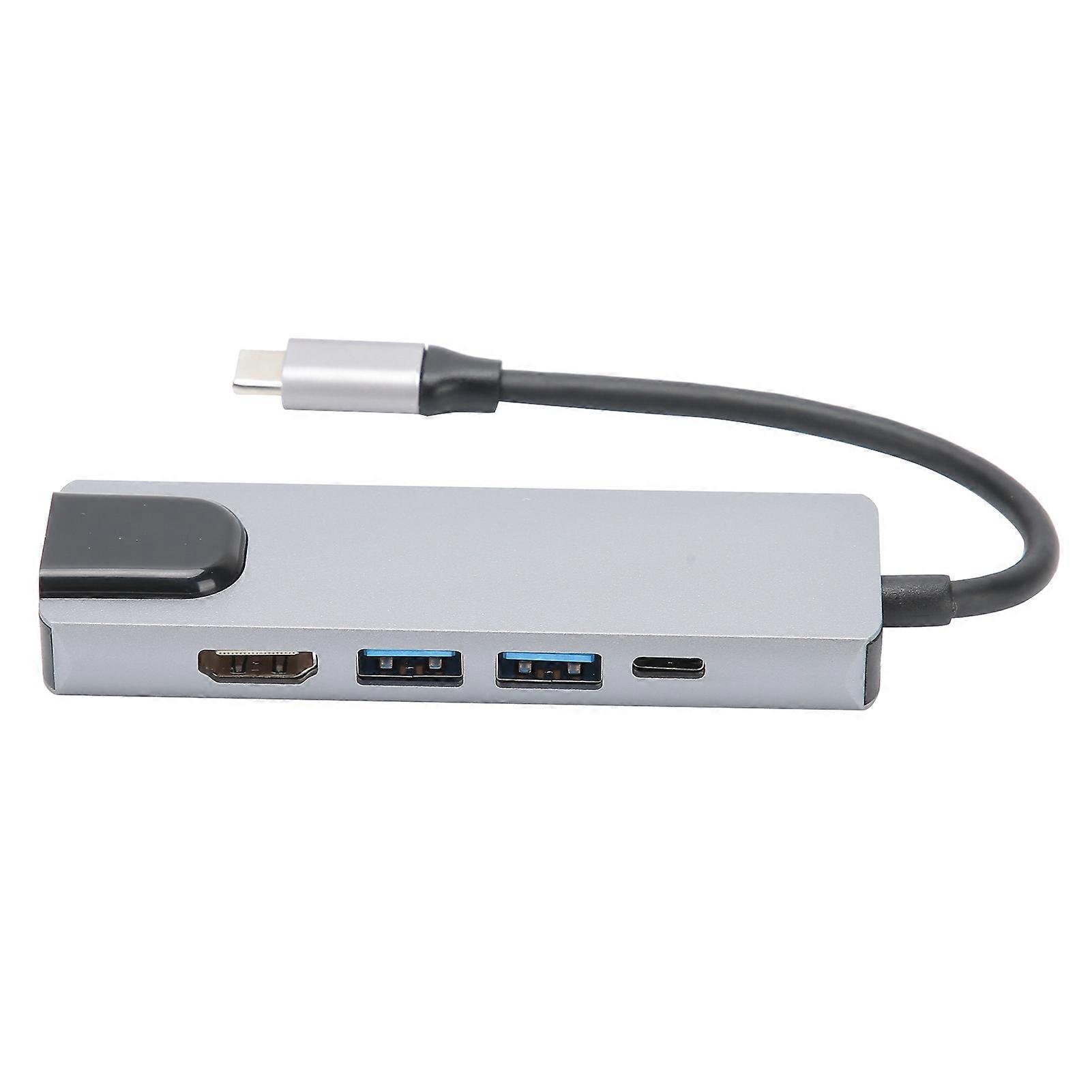 Aluminium Alloy 5 in 1 TypeC Adapter TypeC External Connect Network Card Equipment