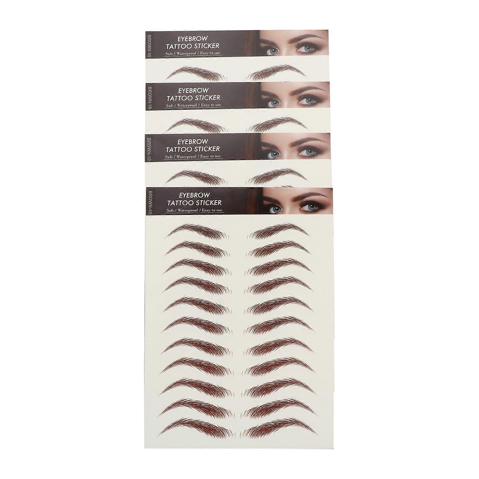 False Eyebrows Stickers Waterproof Temporary Eyebrows 4 Sheets Set