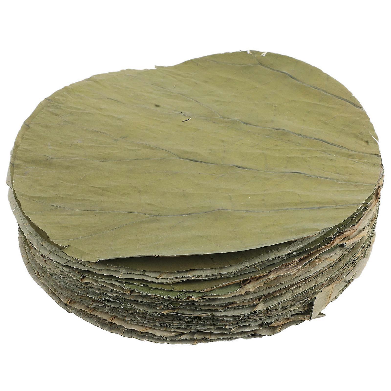 Round Dried Lotus Leaves Sushi Plate Decorations for Food Wrapping 100Pcs Set