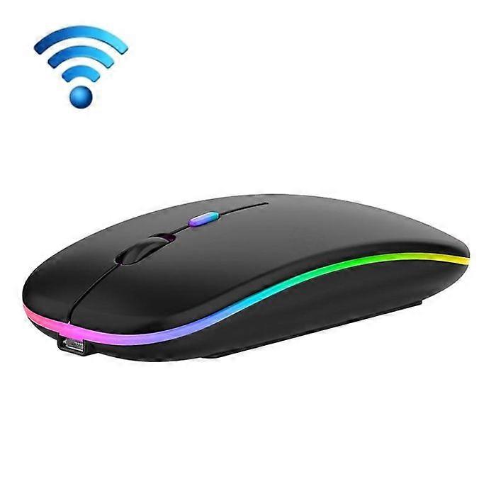 Wireless RGB Bluetooth Silent Ergonomic Rechargeable Mouse With 3 Buttons Black YONIS