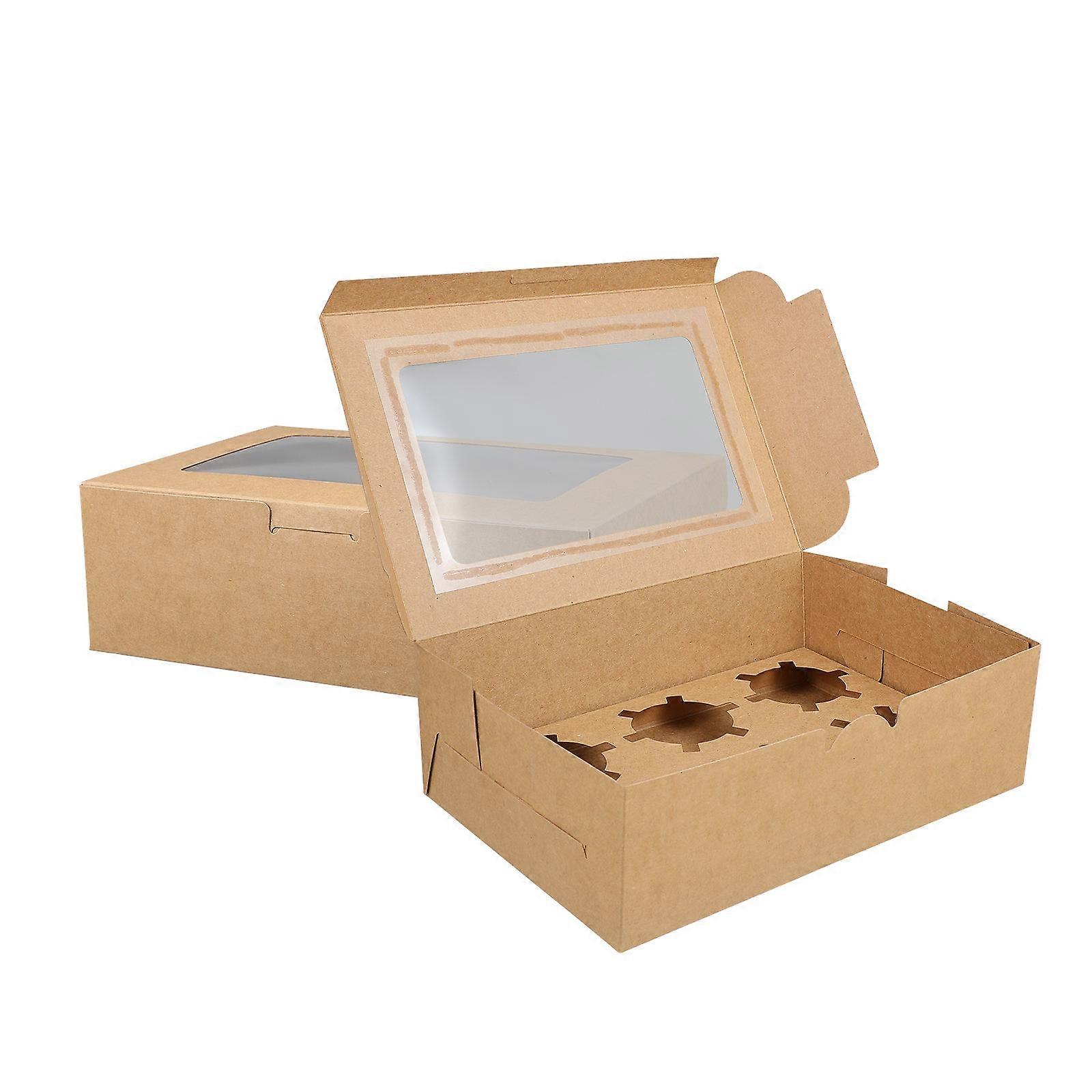 Chocolate Paper Cupcake Boxes with Window Design for Birthday Party and Bakery 6 Cavity