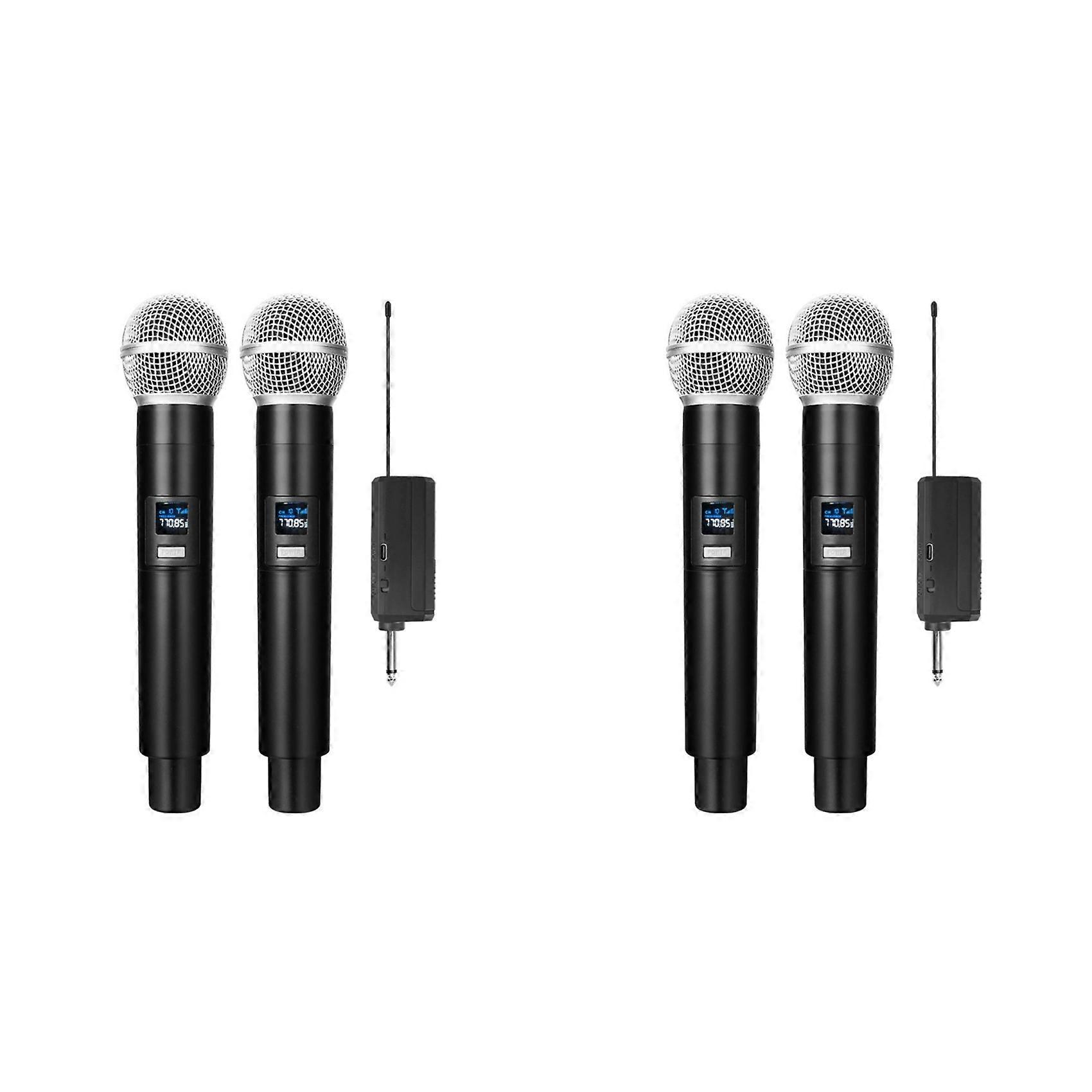 2X Wireless Dual Handheld VHF Dynamic Microphone Karaoke Microphone with Receiver