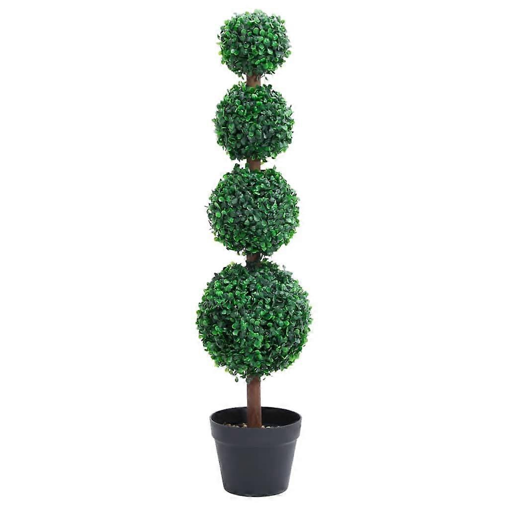 Artificial Boxwood Quadruple Ball Topiary Tree with Pot, UV Resistant Lifelike Greenery Decor