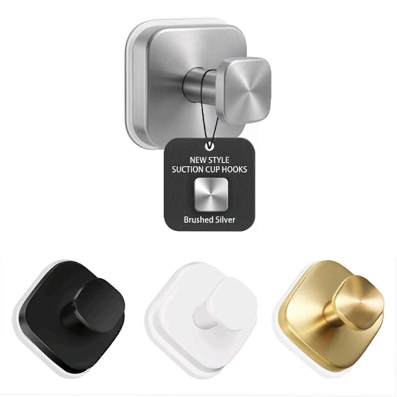 2 Pack Black Suction Cup Hooks for Bathroom, Shower, Kitchen, Glass Door, Mirror, Tile