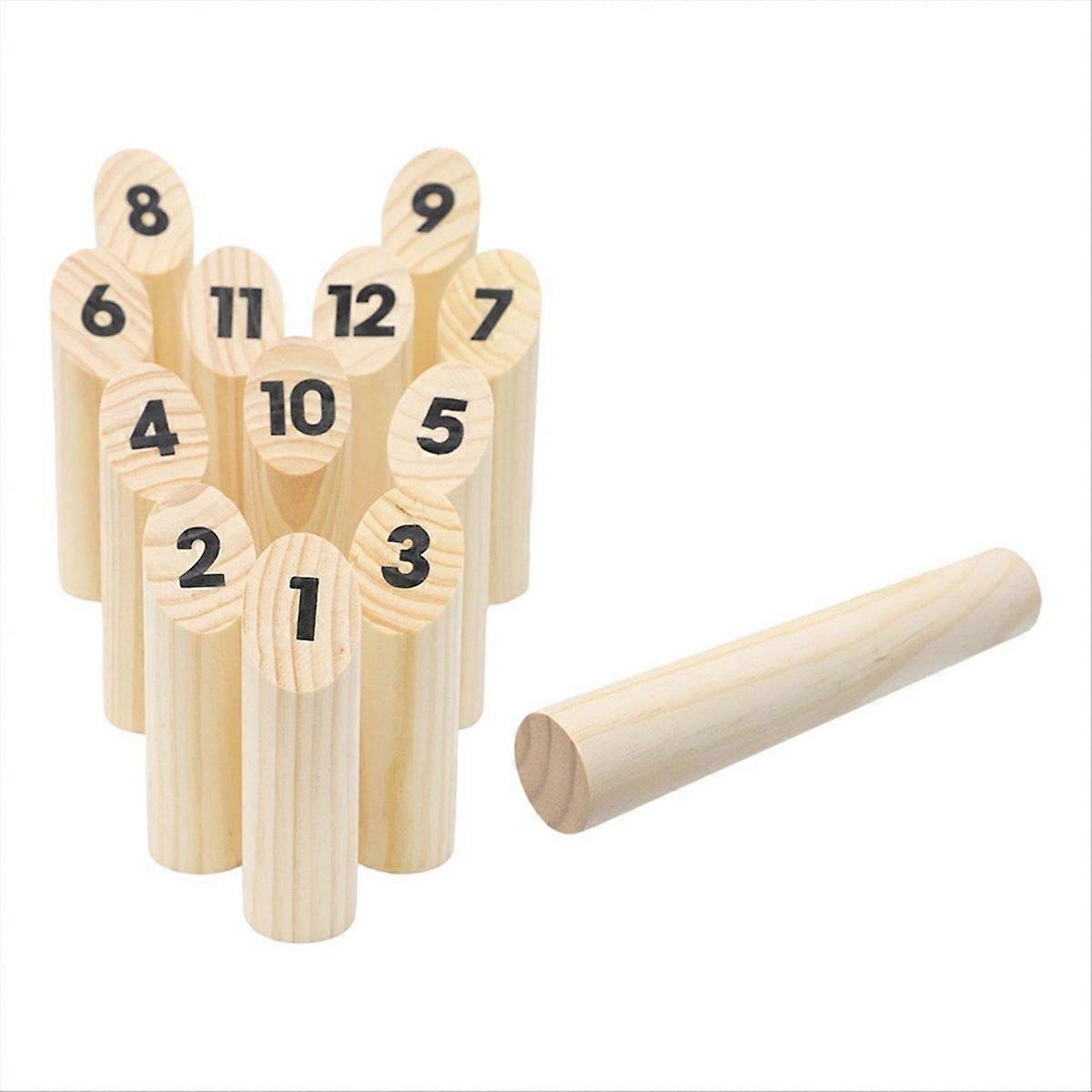 Wooden Numbered Block Tossing Game Throw Bowling Throwing Game Set