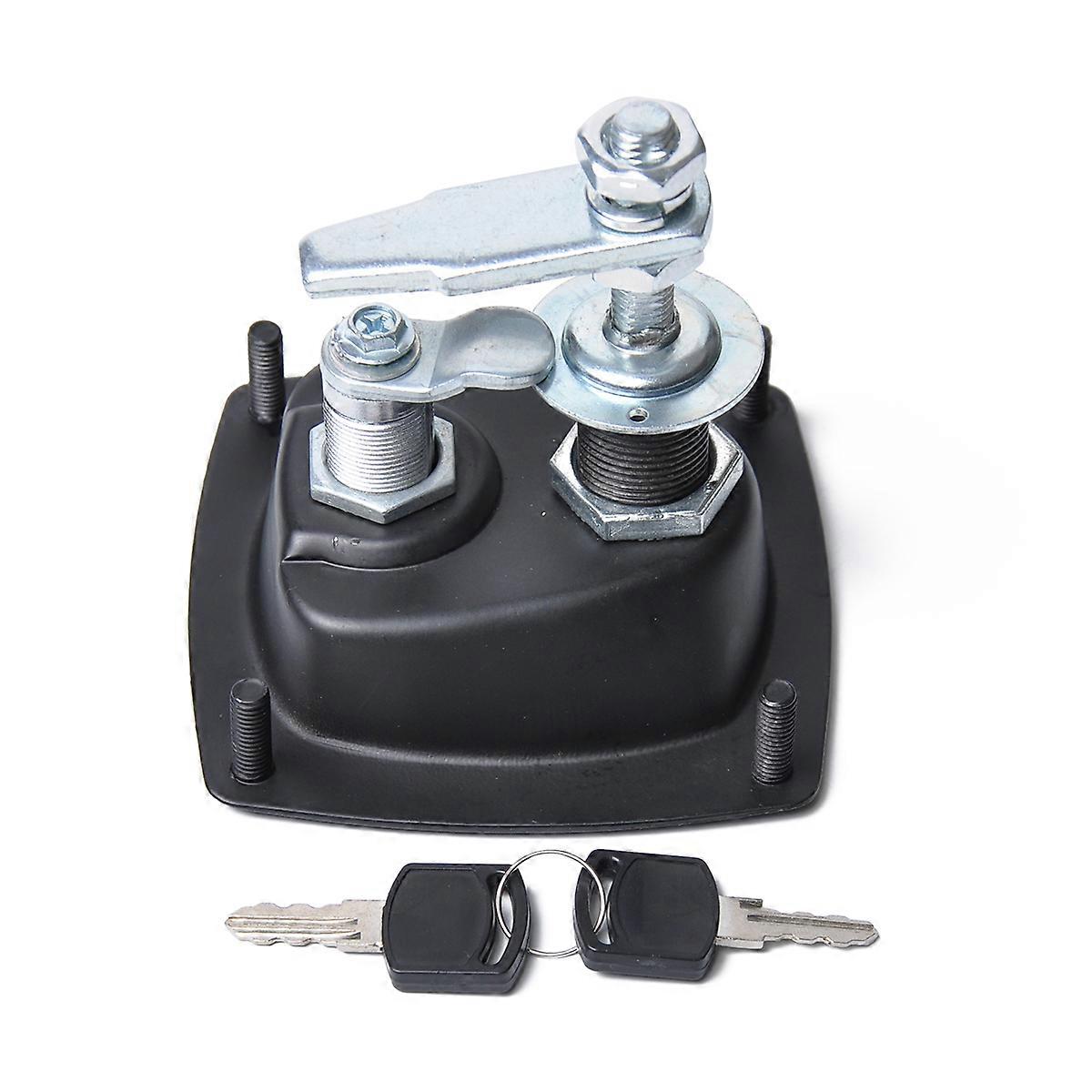 Foldable T Shape Handle Lock Flush Mount Tool Box Trailer Caravan Truck Toolbox(Black+Silver)