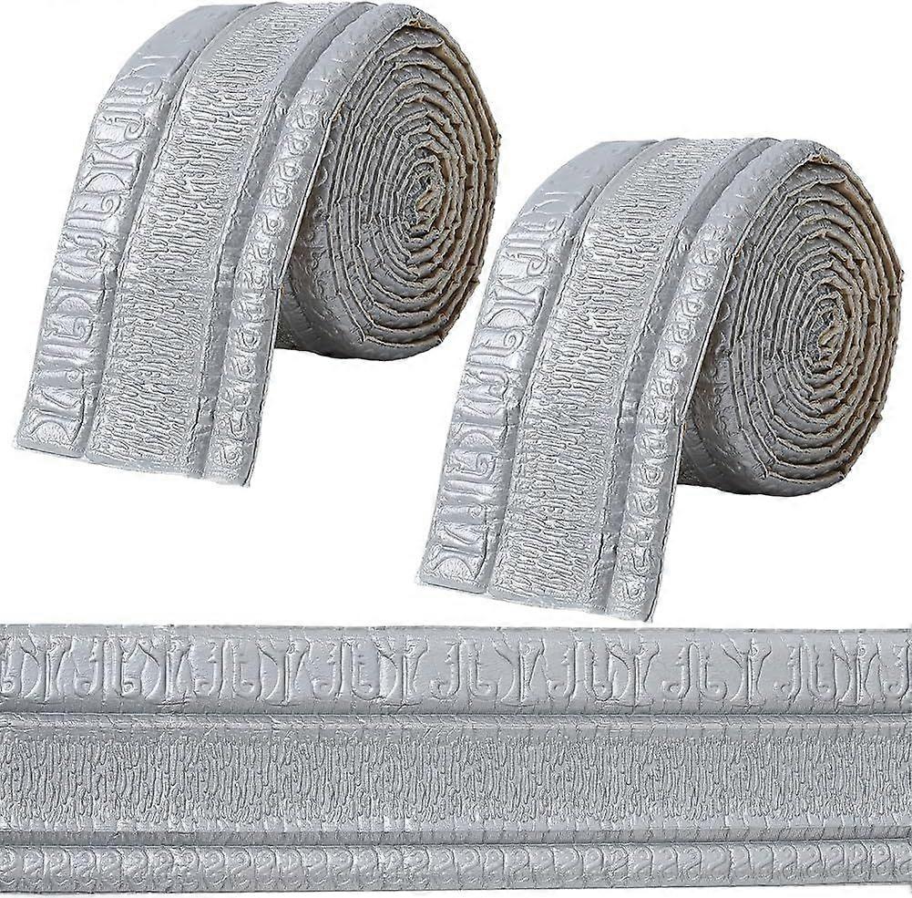 2 Rolls 2.3mx79mm 3D Wall Edging Foam Flexible Wallpaper Border Silver Gray Molding Peel and Stick Mirror Edging Frame Lines Wall Base Ceiling Baseboa