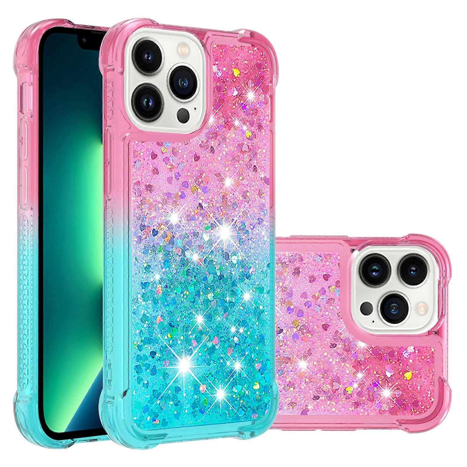 Compatible with iPhone 16E, four-corner drop-proof gradient glitter phone case, Apple 17 Pro Max protective case