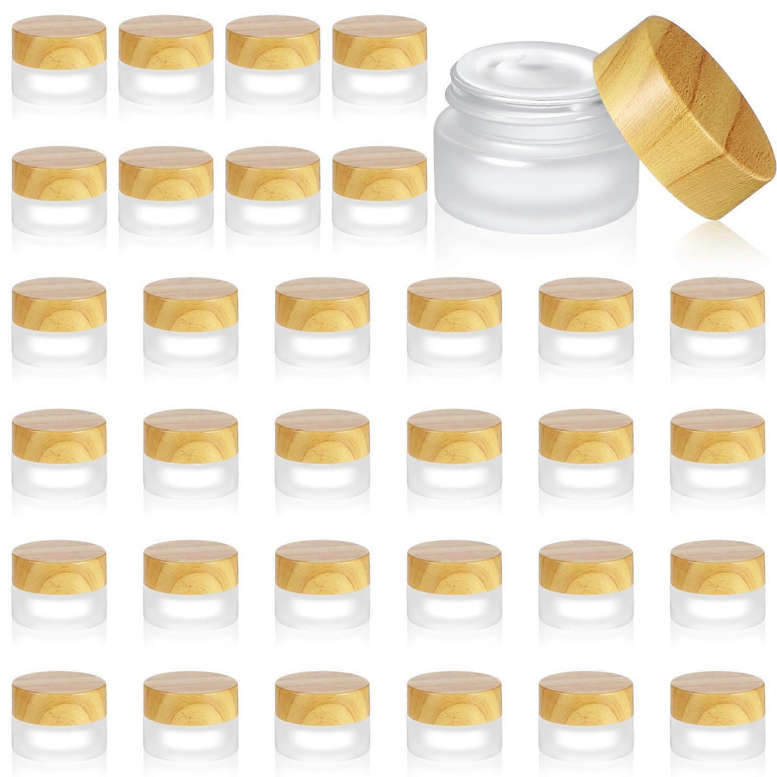 32 Pcs 5g Frosted Glass Cosmetic Jars with Leakproof Lids, Empty Sample Containers for Lip Balm Cream