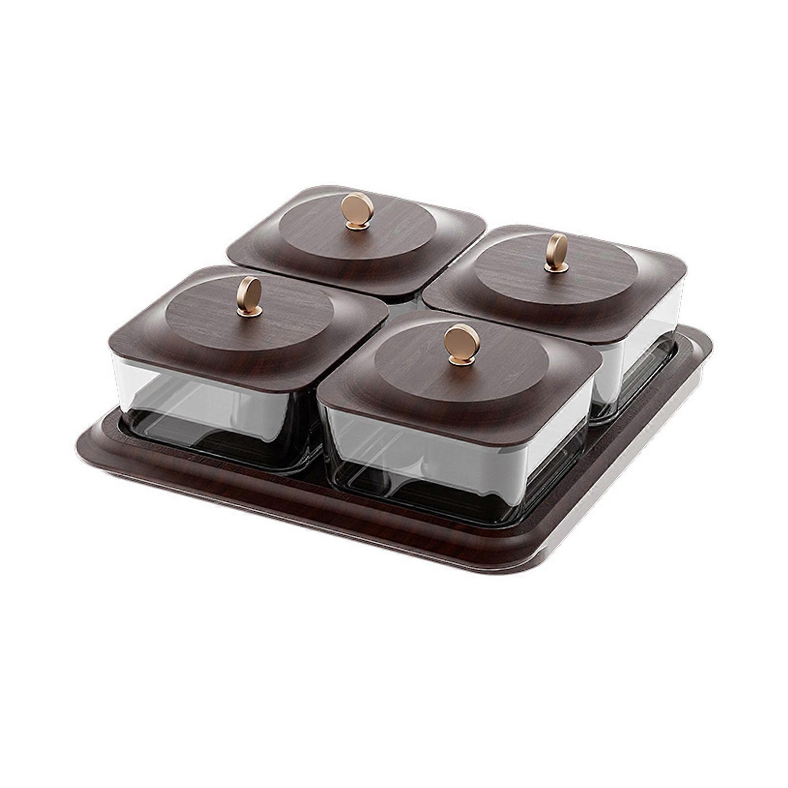 Wood Grains Pattern Fruit Platter Nut Candy Display Holder Practical For Families Kitchen Multicolor