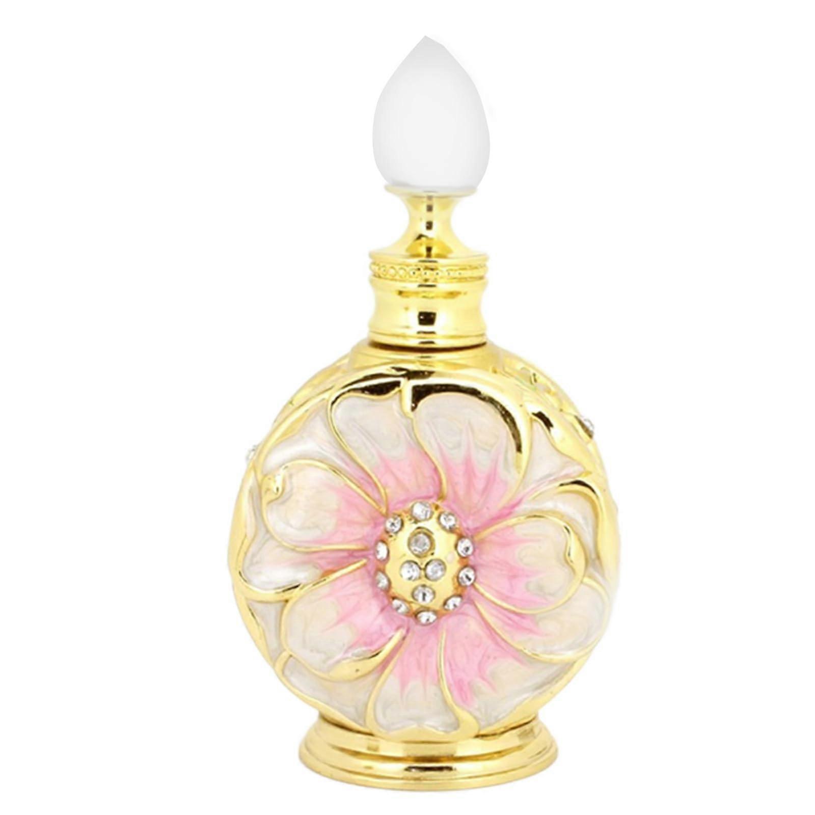Vintage Metal Perfume Bottle 12ml Refillable Floral Embossing LeakProof Container for Oils