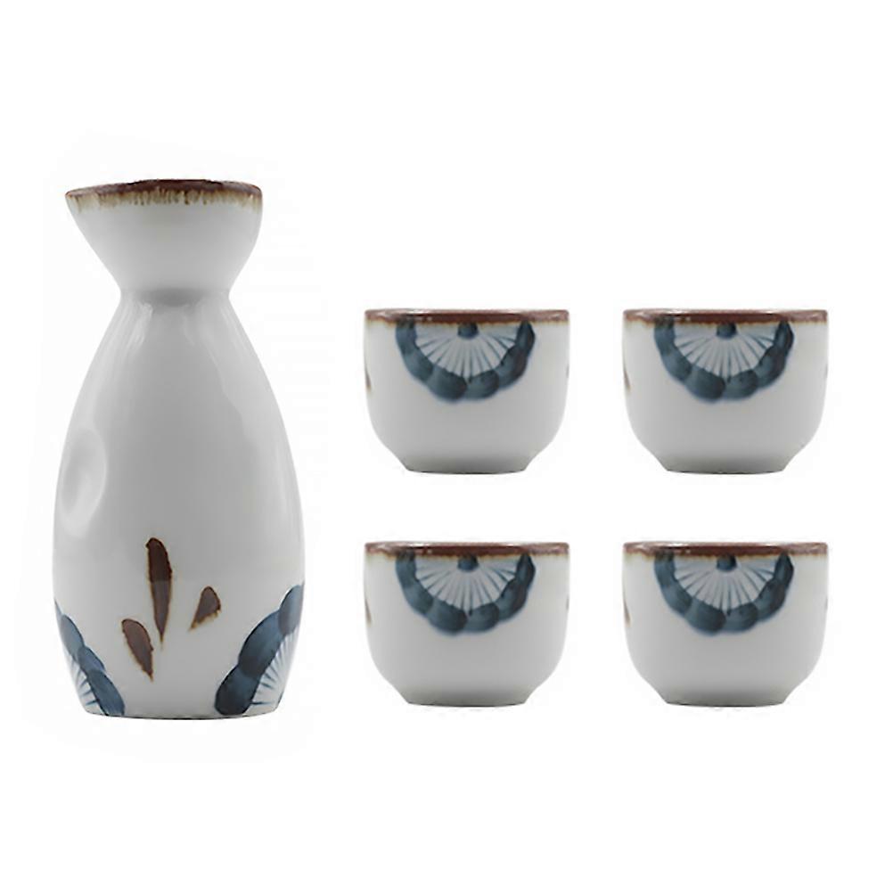Japanese Style Ceramic Sake Set with Pot for Home Serving 1Set
