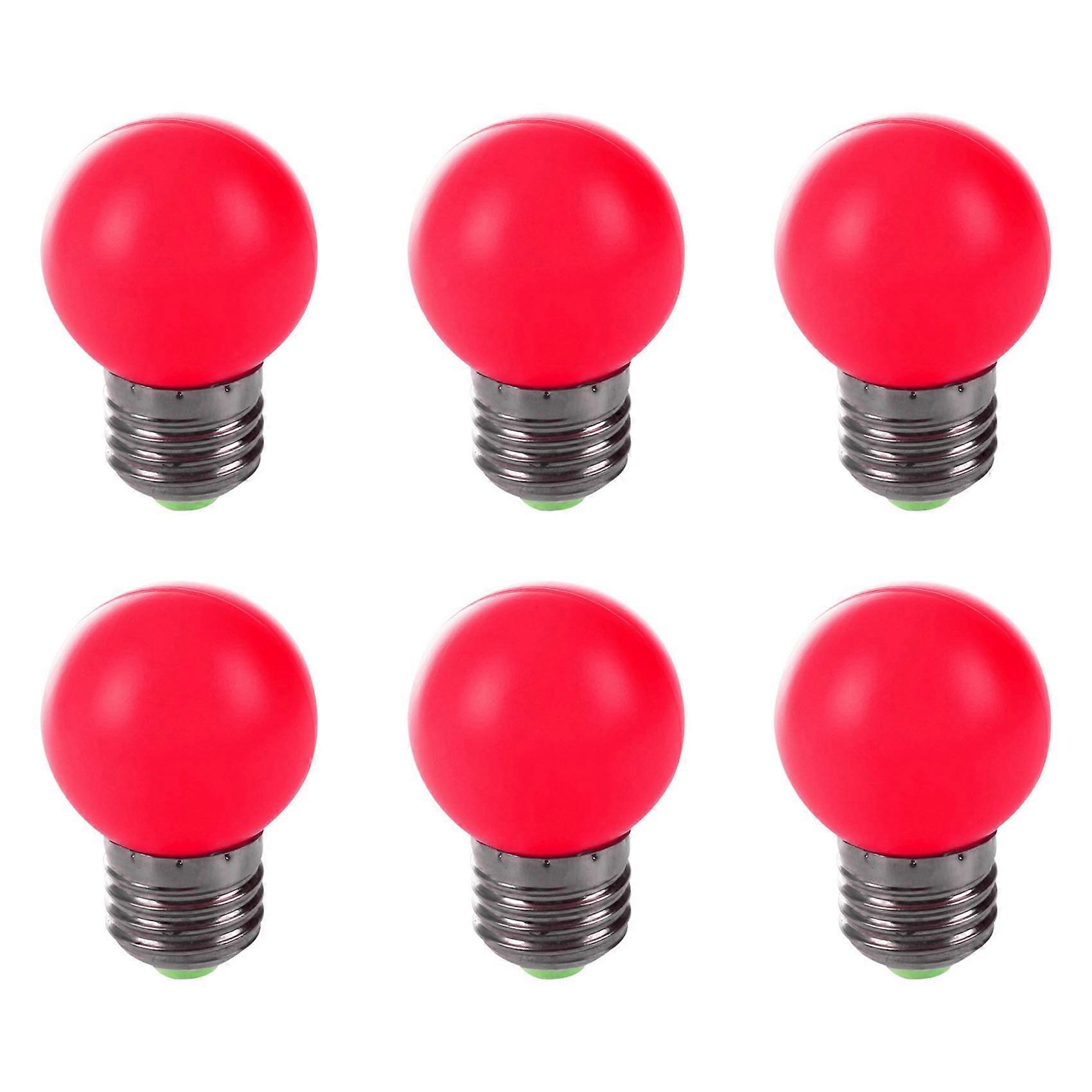 6X E27 LED Light Warm Red Bulb Plastic Bulb (0.5W Power, Red)