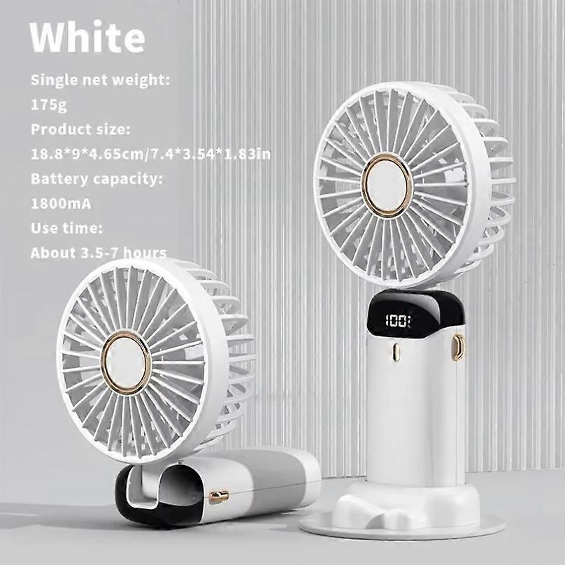 USB Foldable Handheld Mini Fan Portable Neck Hanging Fans 5 Speed USB Rechargeable Fan with Phone Stand and Display Screen