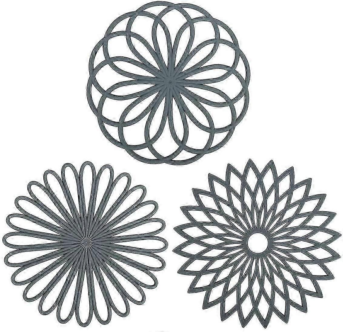 Silicone Trivet Mats, Silicone Coasters Set Of 3 Multi-use Trivet Mats Insulated Non-slip Hot Coasters (grey)GOOD