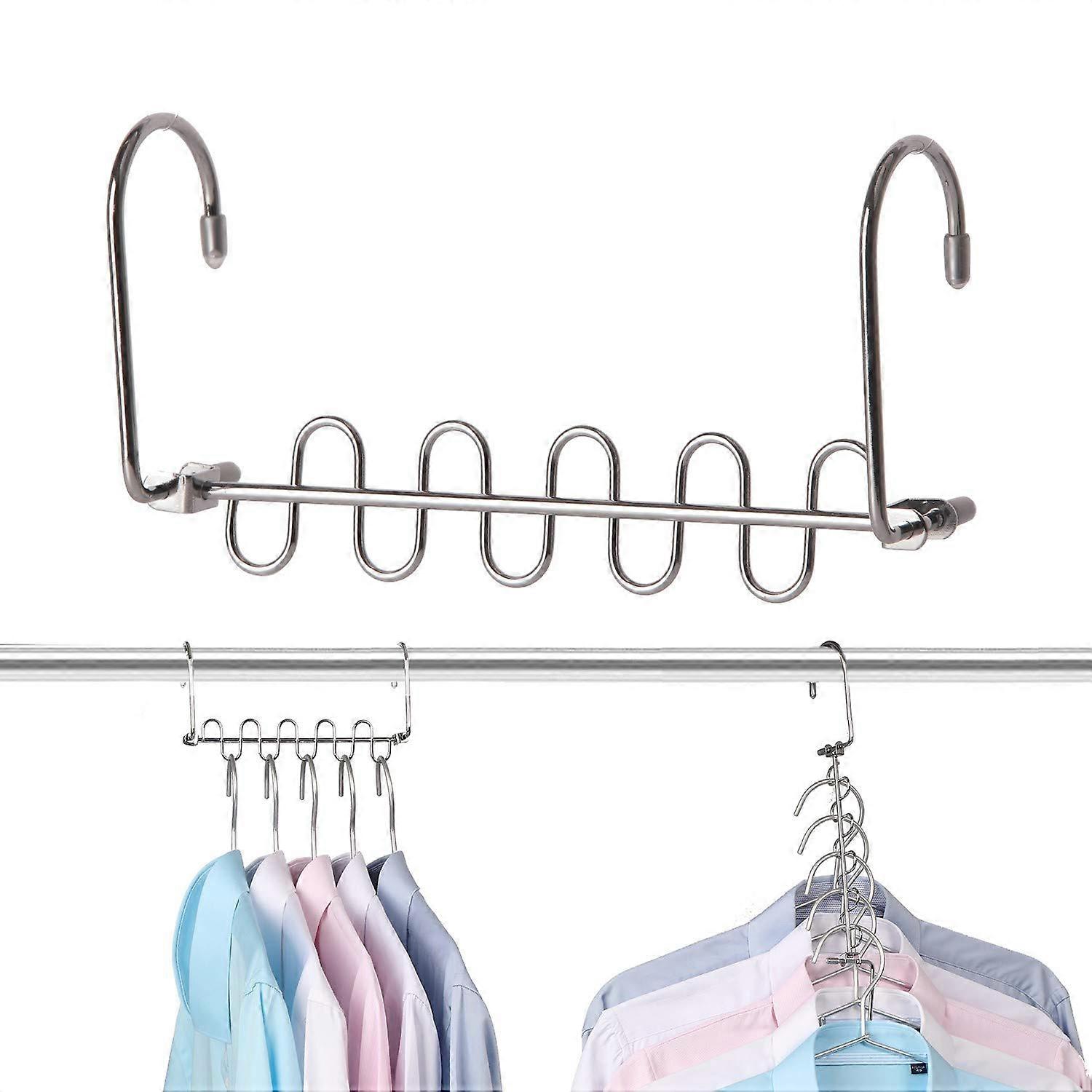 Space Saving Hangers 4 Pack Metal Cascading Closet Organizer with Dual Hanging Modes