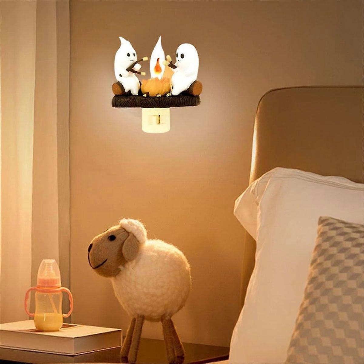 2PCS Ghost Campfire Flickering Nightlight Halloween Nightlight(EU)