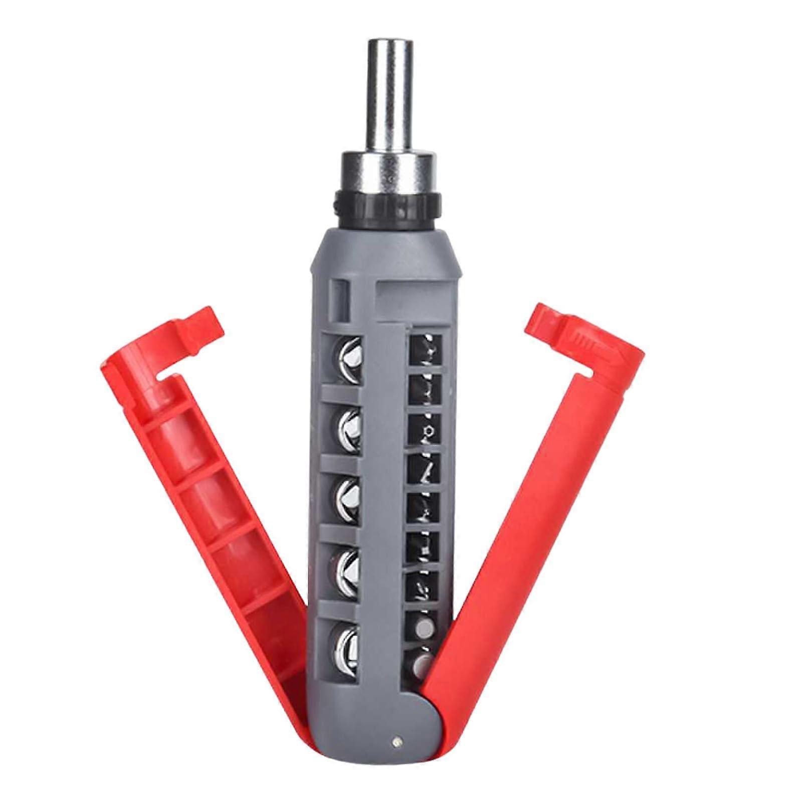 14 in 1 Ratcheting Screwdriver Set with Adjustable Angle, 360° Rotating Head and 14 Bits, Red