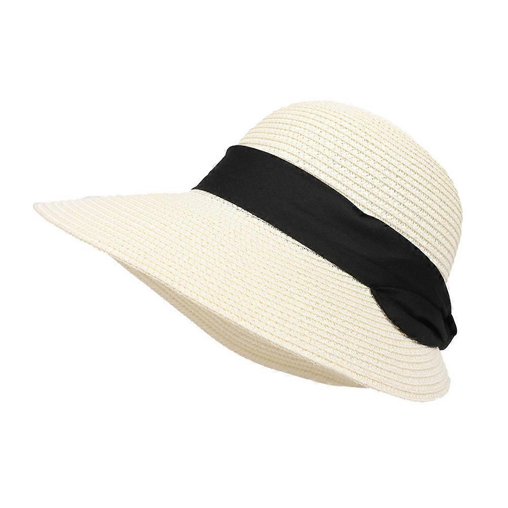 Beach Hat Large Straw Hat for Sun Protection 1Pcs White Color