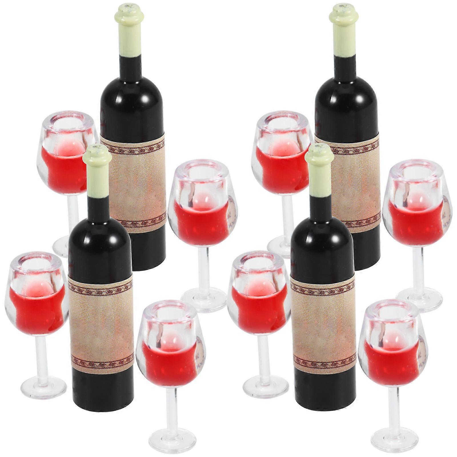 Mini Wine Bottles Plastic Set for Mini House Decoration 4Sets