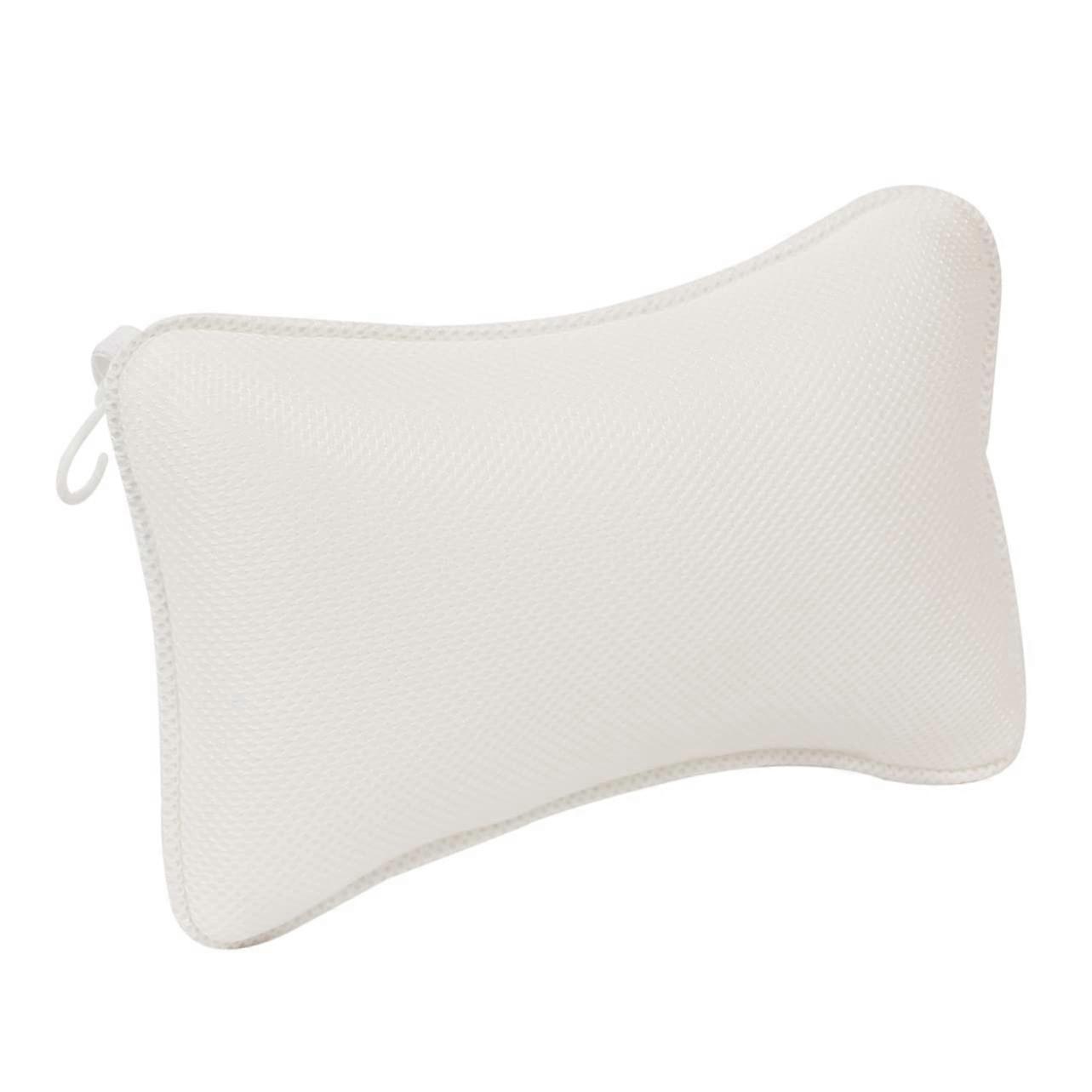 Bath Pillow with Ergonomic Neck Support and Secure Suction Grip, Fits All Bathtub Types, White