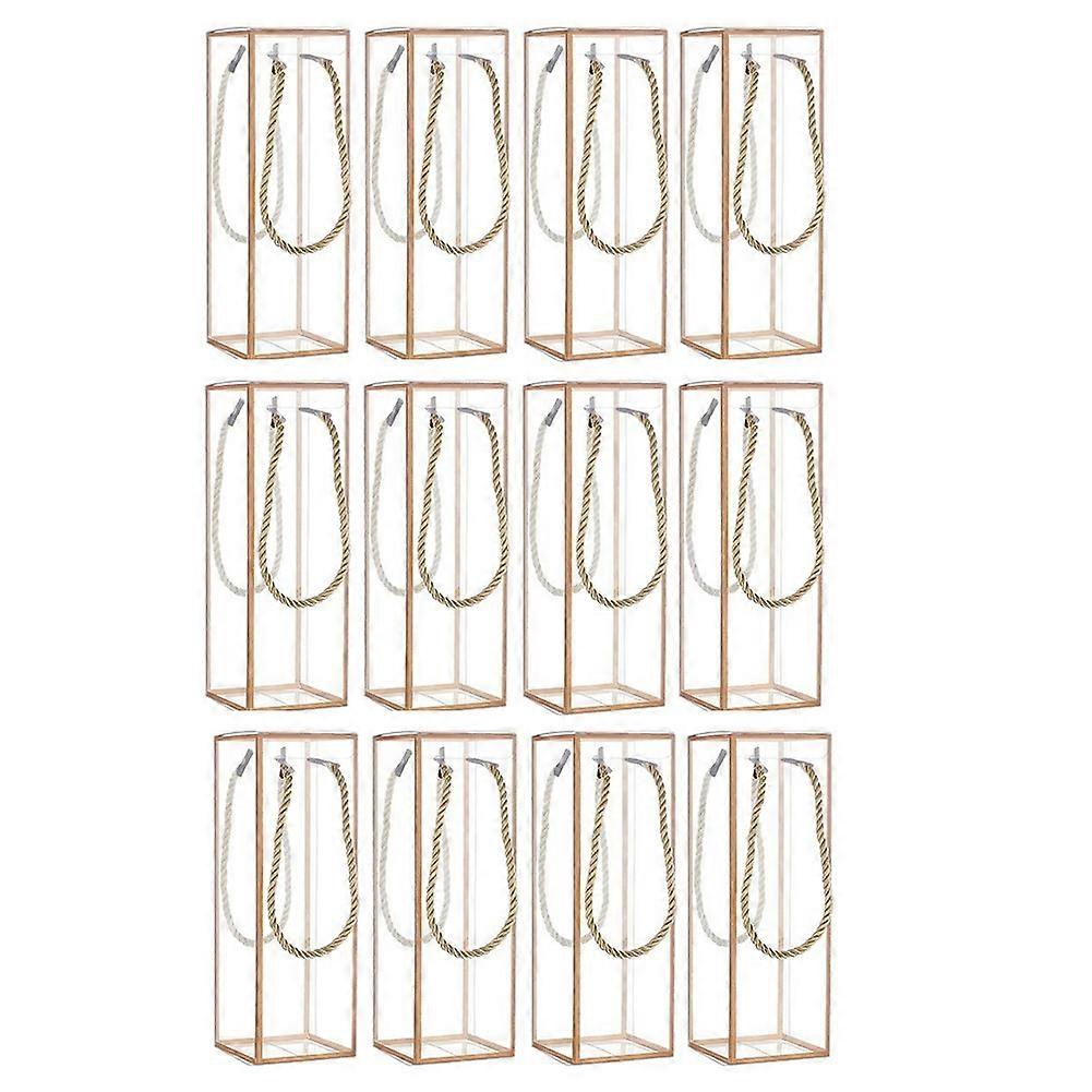 12 Pack Transparent Plastic Gift Box, with Golden Borders