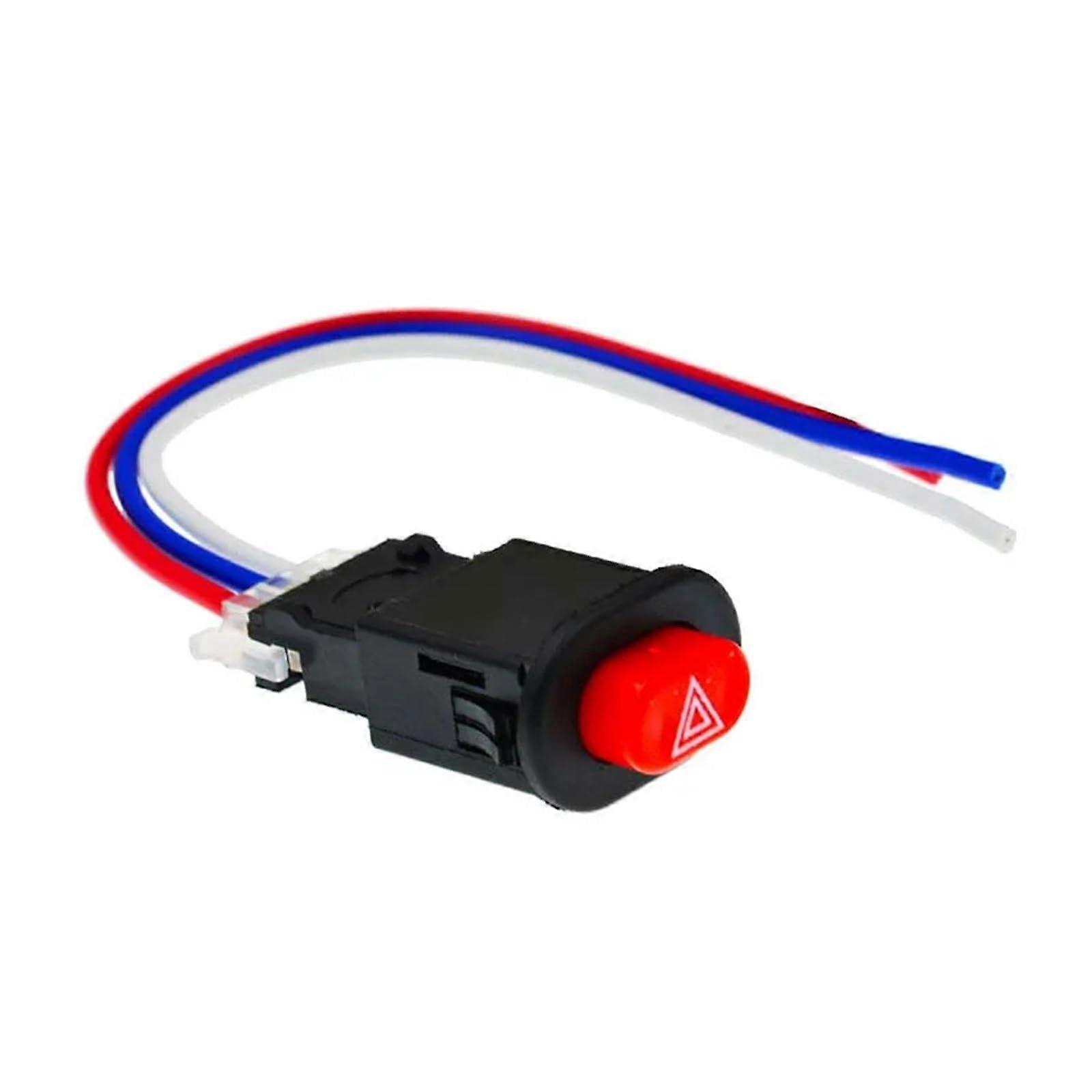 Motorcycle Hazard Switch Dual Flash Warning Universal 12V Handlebar Red Button with Cable