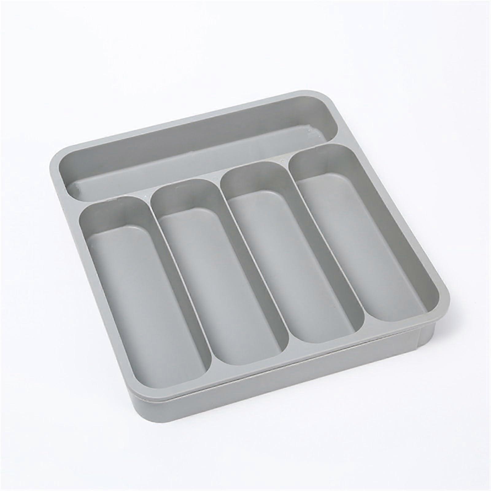 Expandable Kitchen Drawer Organizer with Large Capacity DoubleLayer Design, Grey Cutlery Tray