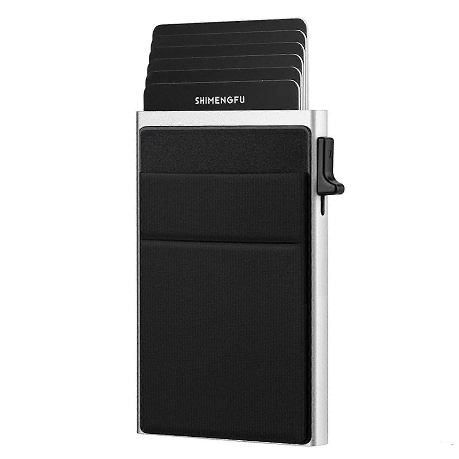 RFID Blocking Aluminum Card Holder with Magnetic Slide Lock MultiCard Organizer Silver Black