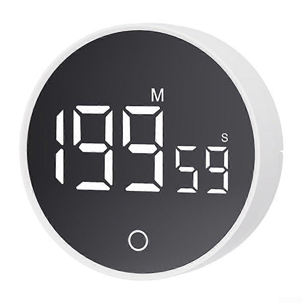 Kitchen Timer Magnetic Back Large LED Display Adjustable Volume Brightness Countdown Stopwatch White