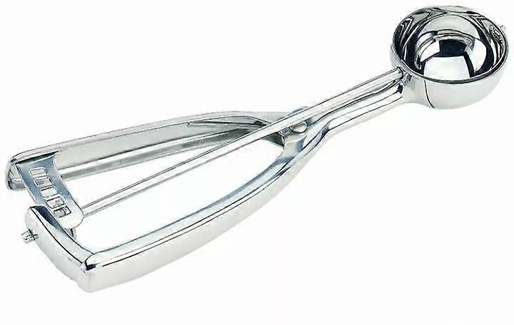 Size 16 Stainless Steel Scoop with Ergonomic Squeeze Handle for Precise Portion Control