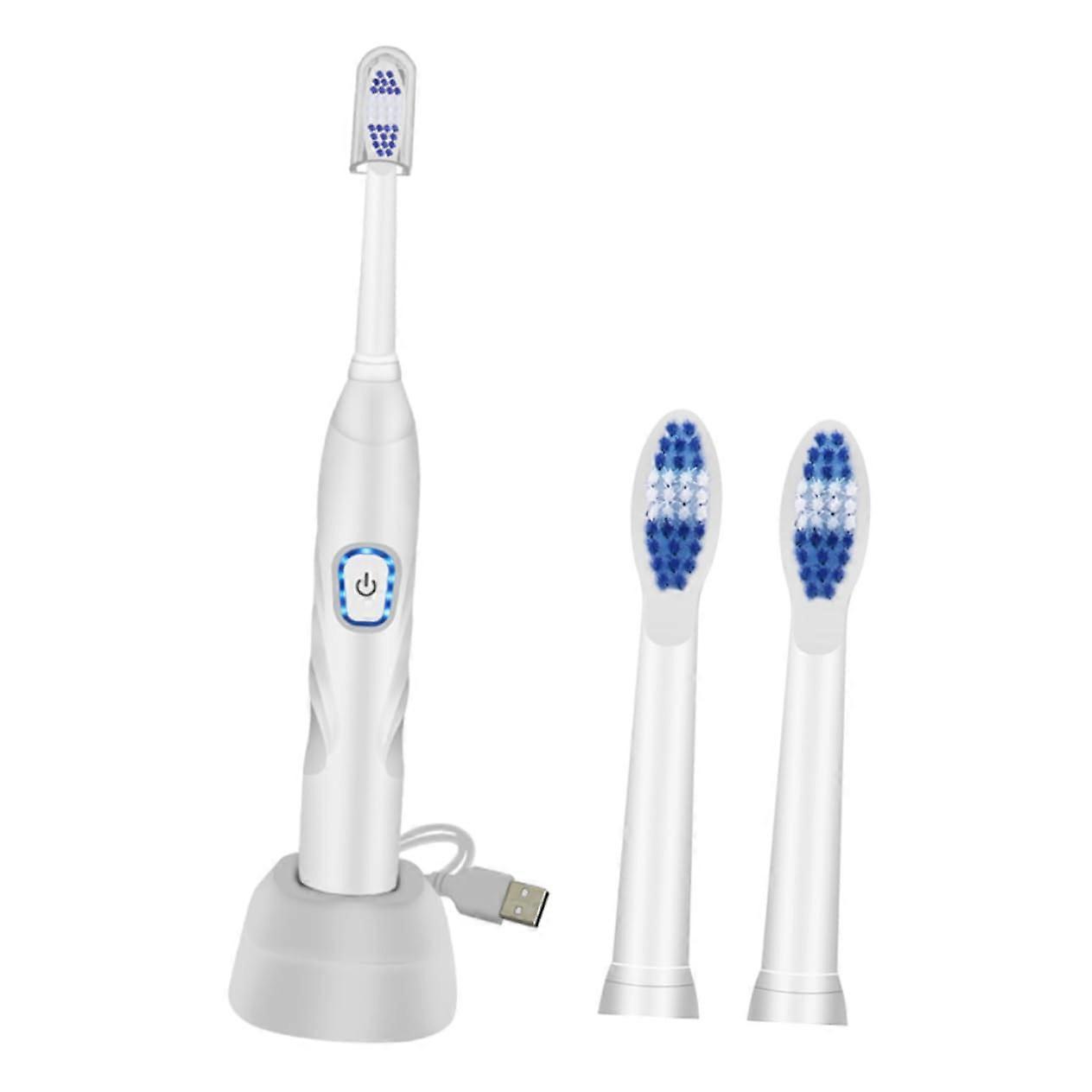 USB Rechargeable Electric Toothbrush with Timer, Gentle Vibration Deep Cleaning for Boys White