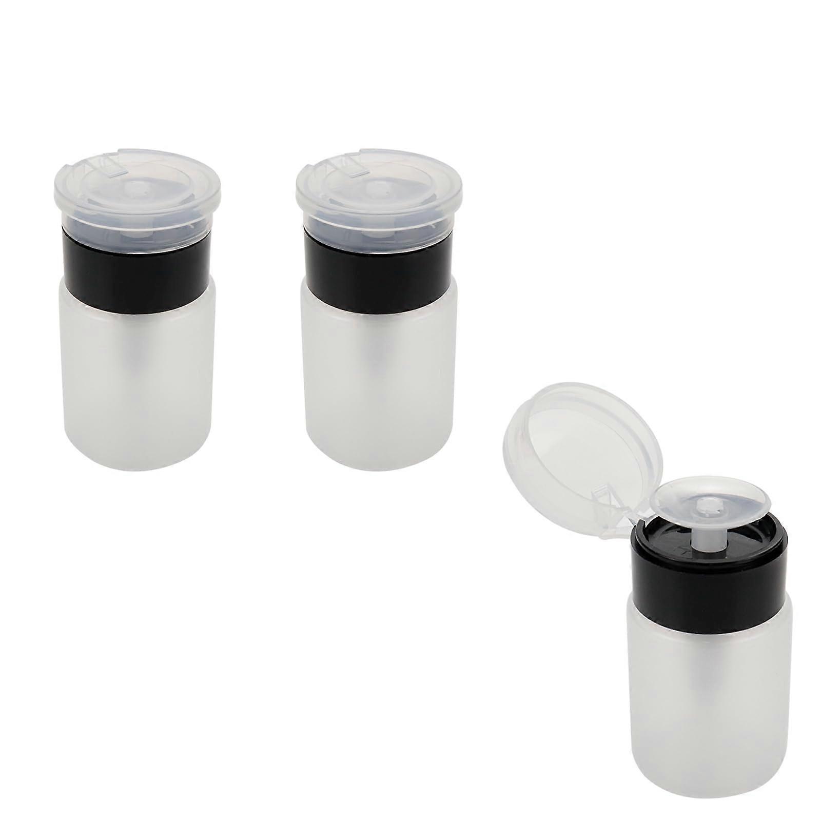 3Pcs 50ml Transparent Push Down Pump Dispenser Bottles for Nail Polish Remover and Makeup