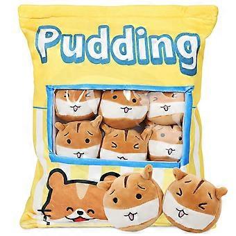 Kawaii Hamster Plush Pillow with 8 Removable Mini Toys, Soft Stuffed Animal Throw Cushion for Kids