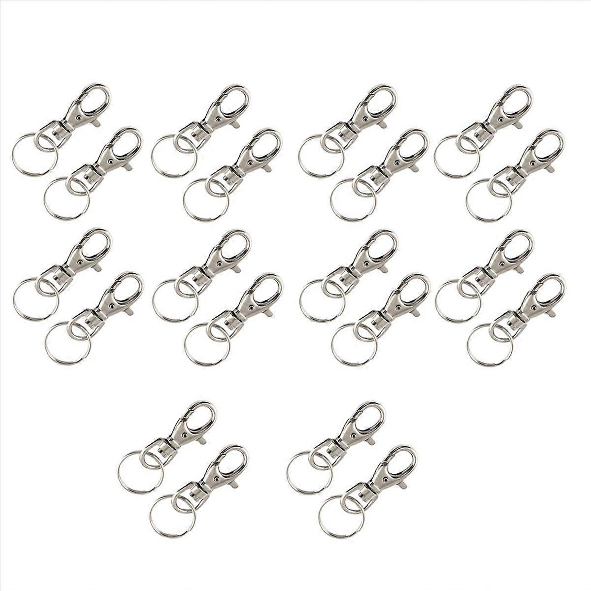 Silver Tone Metal Trigger Lobster Clasp Key Chain Keyring 2 Pcs