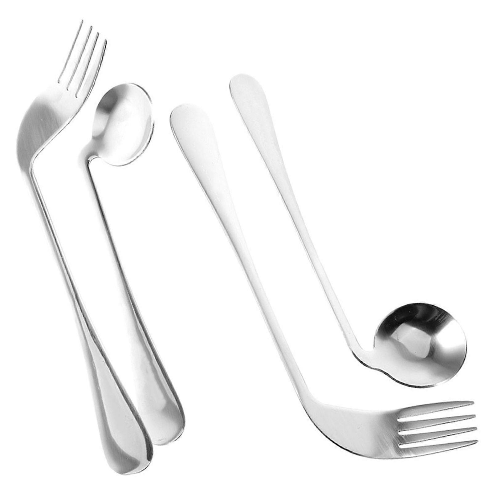 Utensils Curved Spoon for Easy Use with 2Sets Feeding Adaptive Tableware