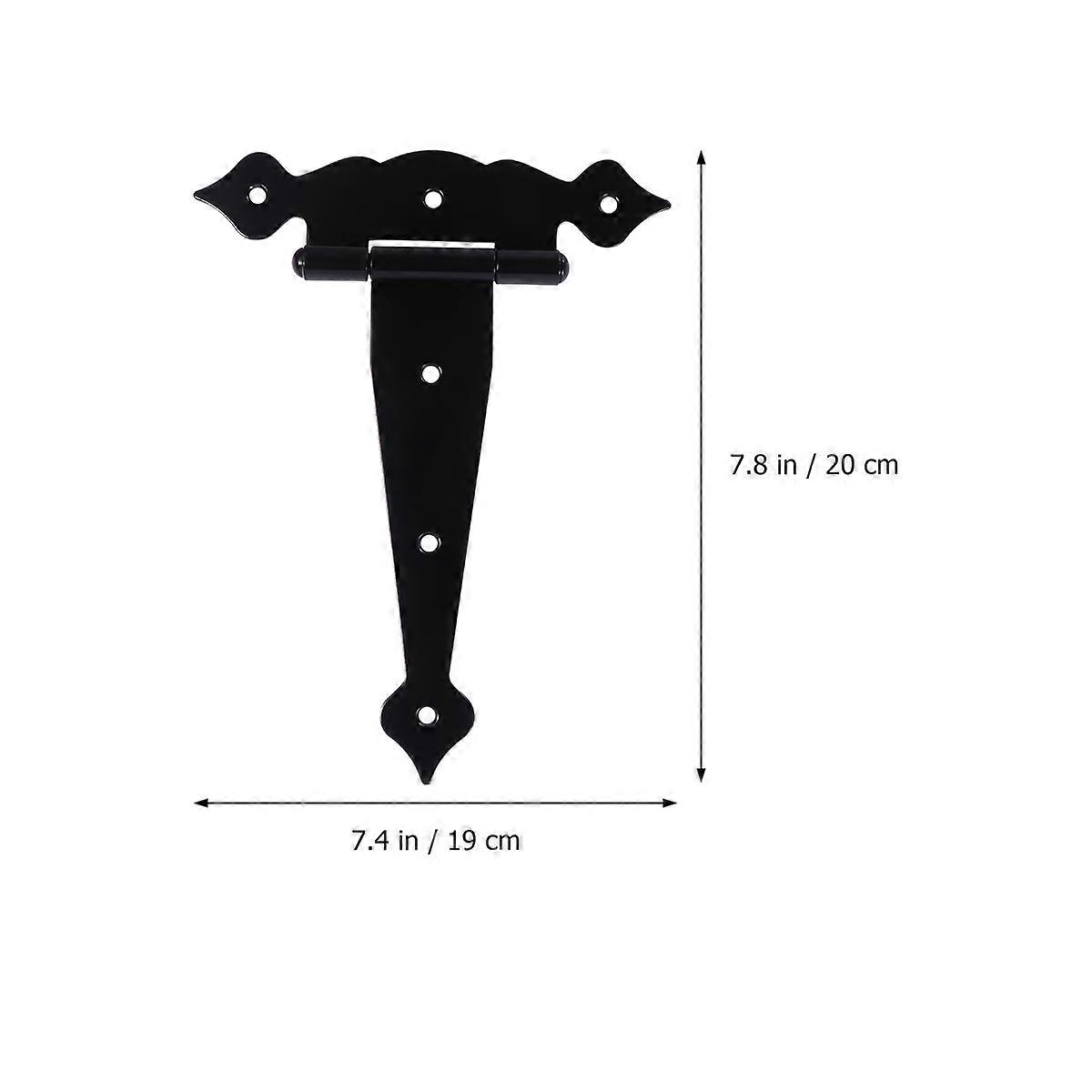 Black Iron T Strap Hinges for Door Function 3Pcs Rustproof Gate Hinge Set