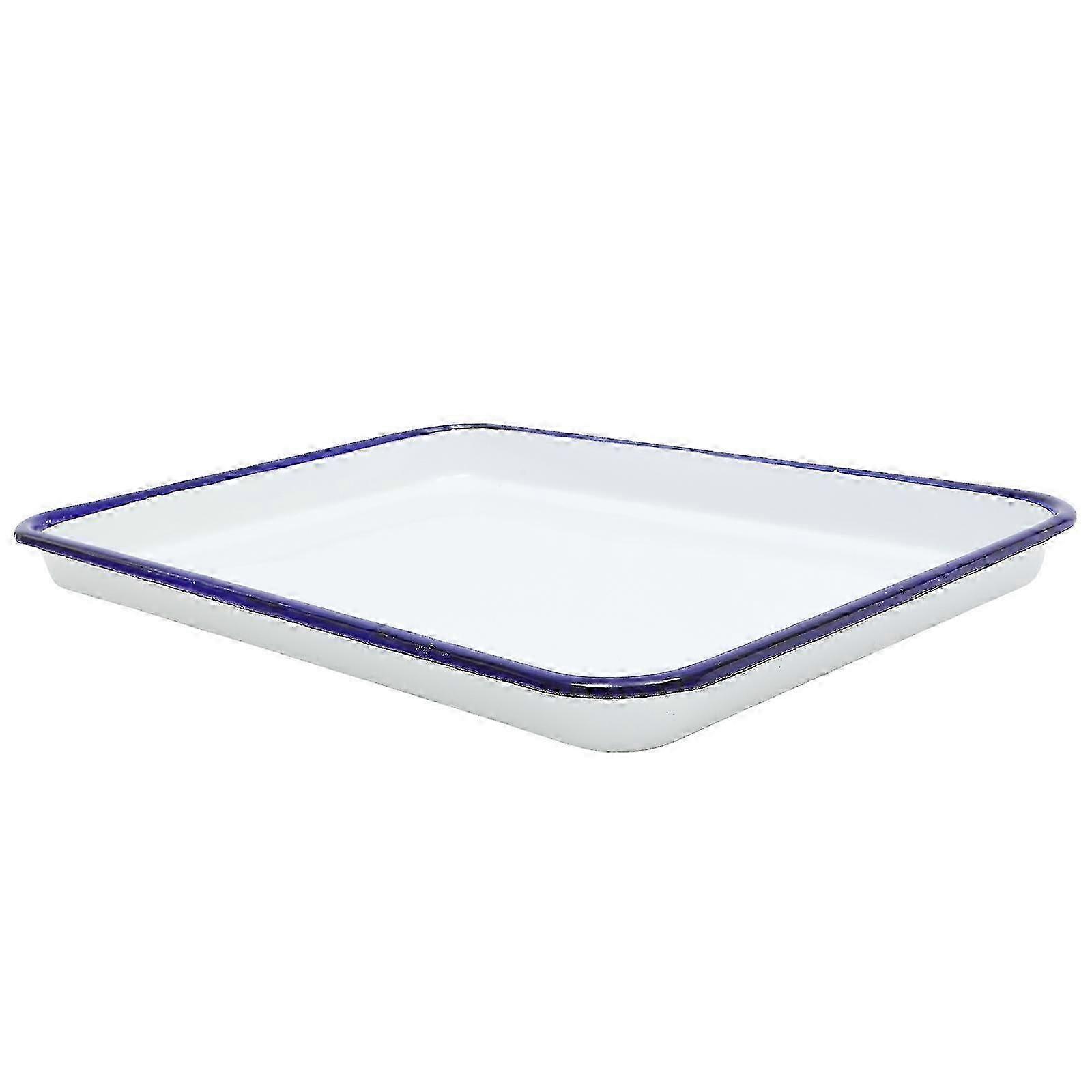Enamel Bake Pan White for Baking 4Pcs Rectangular Oven Tray Set
