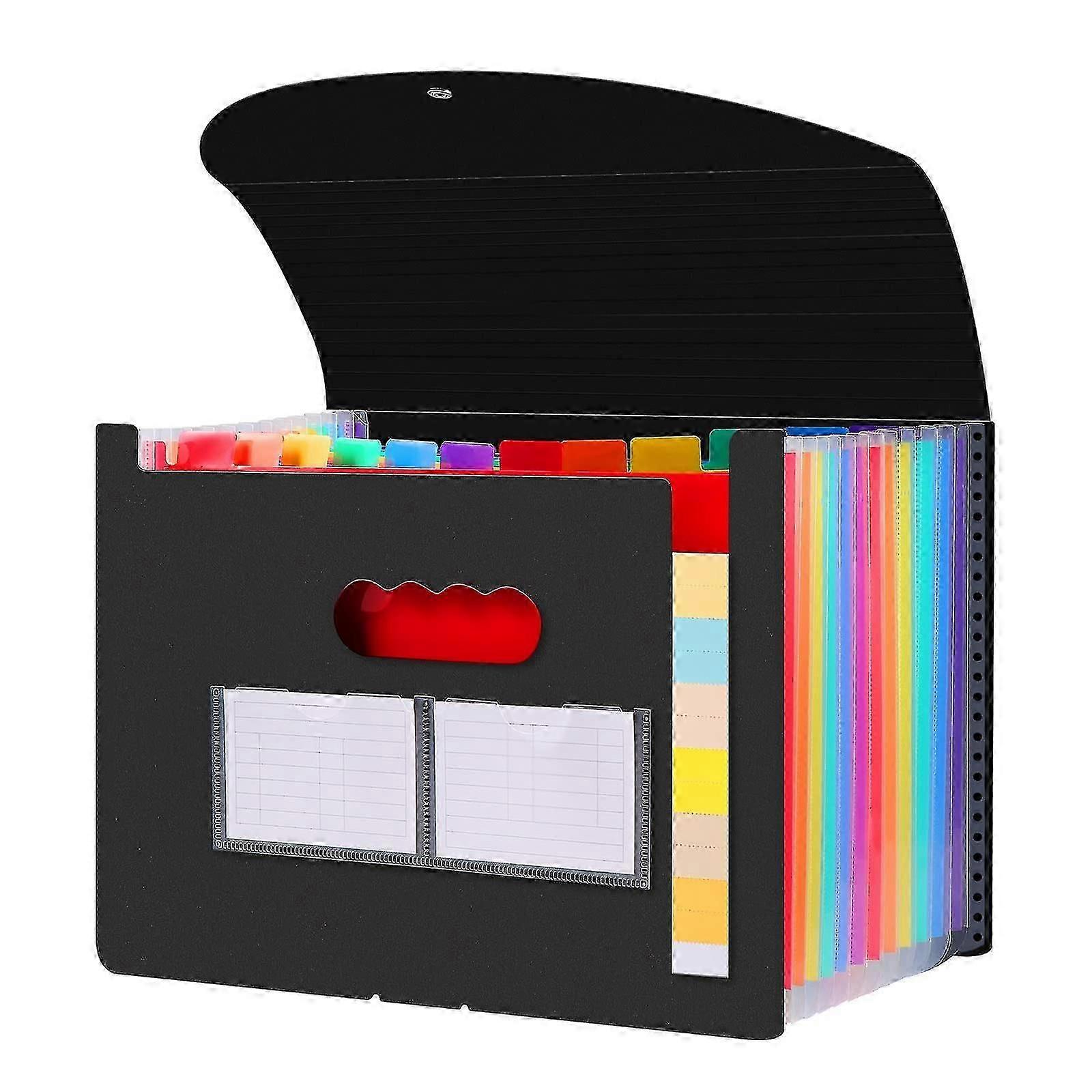 Storage compatible with office documents, storage compatible with administrative papers, 12-compartment file folder, expandable A4 document sorter wit
