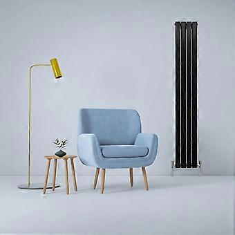 Designer Radiators 180 x 28cm Flat Panel Modern Central Heating Matt Black Vertical Column Double